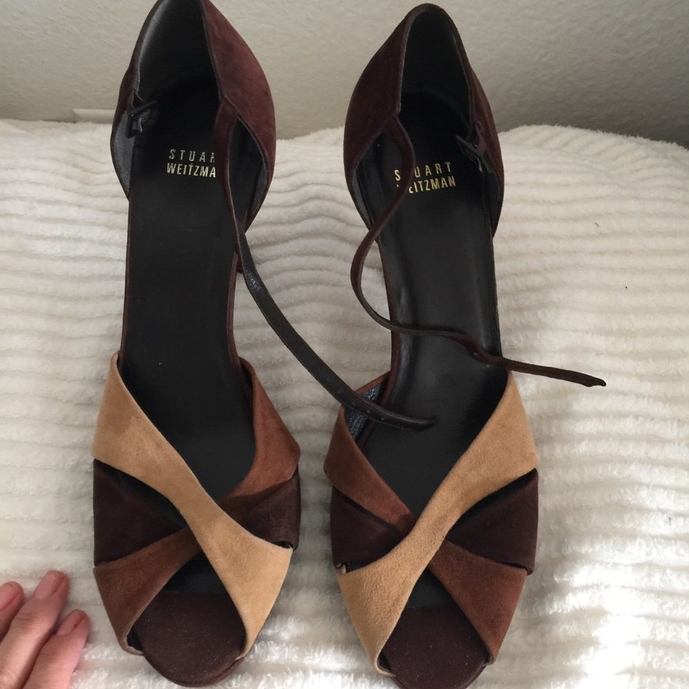 Stuart Weitzman suede brown heels